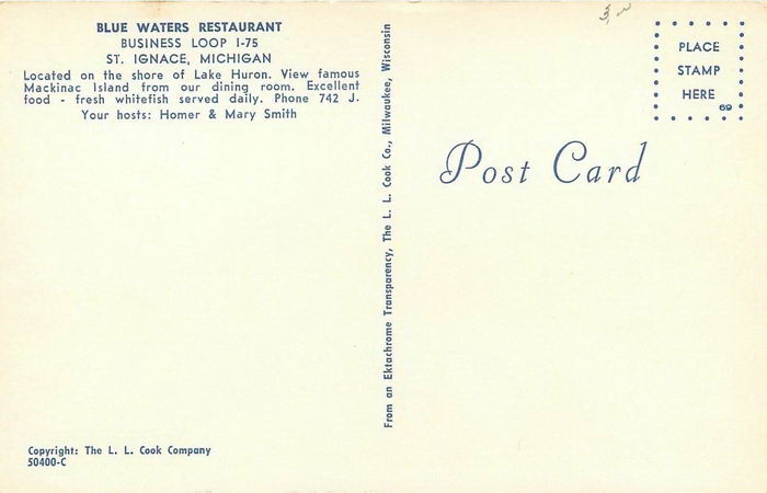 Blue Waters Restaurant (Viteks Restaurant) - Old Postcard